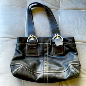 Black Genuine Leather Coach Tote